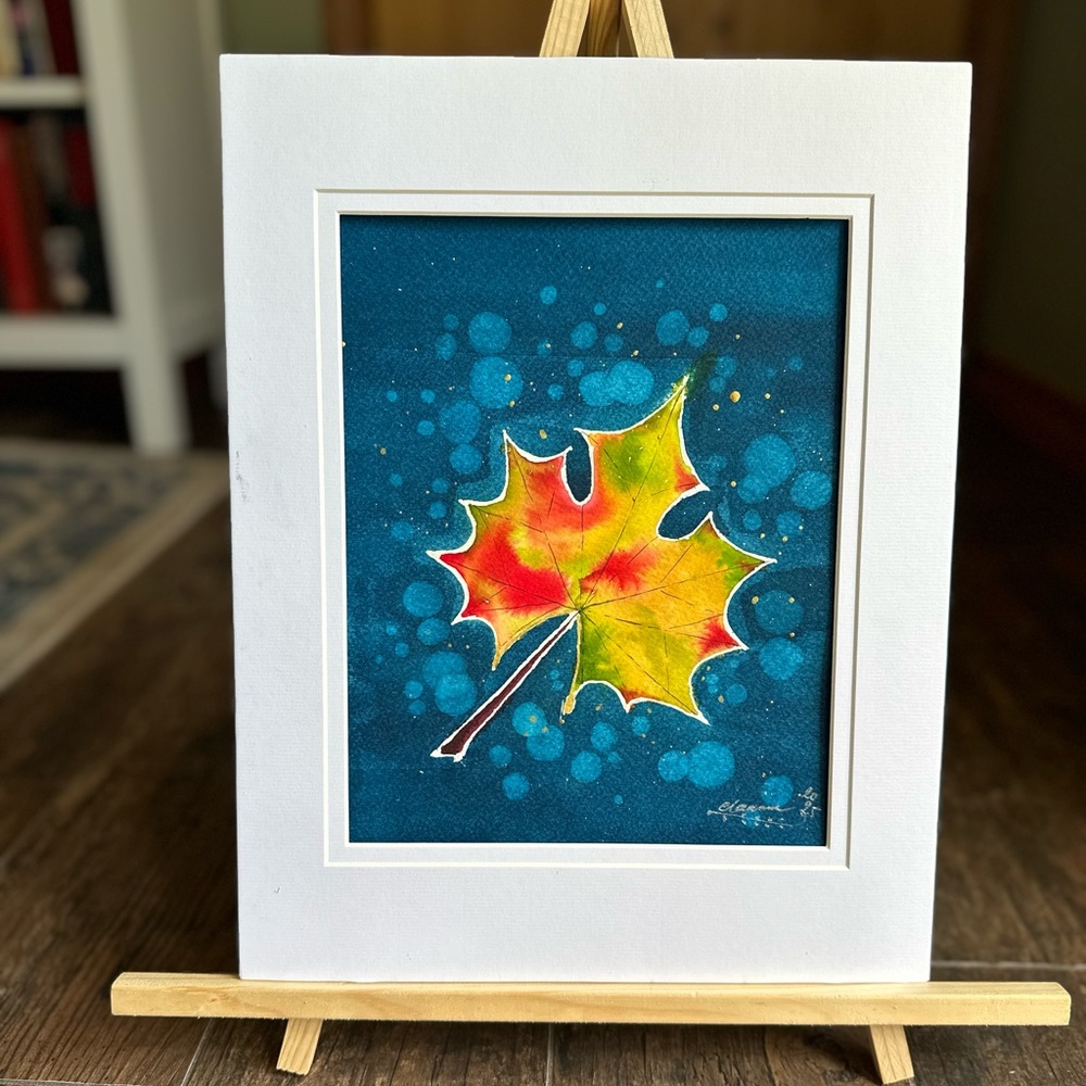 Hand-Made New Watercolor Art Autum Leaf - Picture 3 of 7